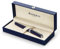 Waterman Exception Füller (Modell „Slim“) | blau mit Silber-plattiertem Clip | Füllfederhalter mit feiner Feder und blauer Tinte | Geschenkbox