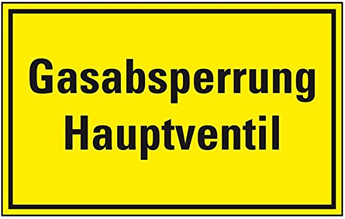 LEMAX® Hinweisschild Gasabsperrung Hauptventil, Kunststoff, 300x200mm