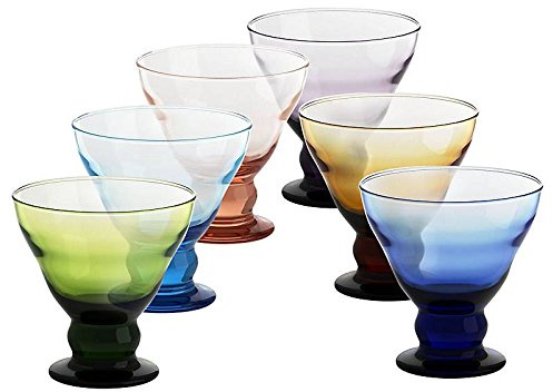 CRISTALICA 6 X Eisschale Dessertschale Eisbecher Glas Antico 6 Farbig 12,5 cm Gelato Vero