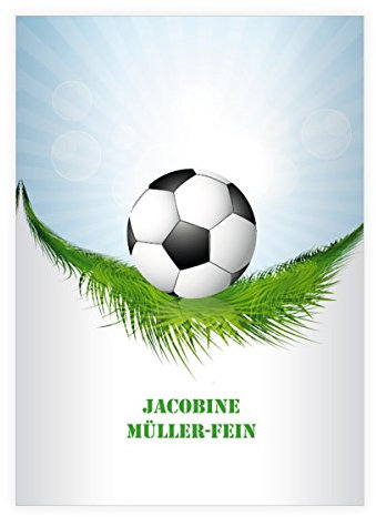 Kartenkaufrausch 2 personalisierte, Schicke Fußball Fan DIN A5 Schulhefte, Rechenhefte mit Ball auf Rasen Lineatur 7 (kariertes Heft)