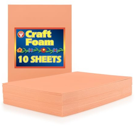 Hygloss Sheets Colorful Foam for DIY Arts & Craft, 12” x 18”, Peach, 10 Piece