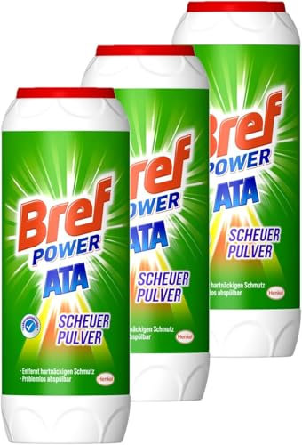 Bref Power ATA Scheuerpulver, 3 x 500g, gegen hartnäckige Verschmutzungen und Kalkablagerungen