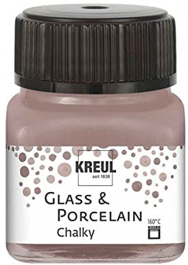 KREUL 16642 - Glass & Porcelain Chalky Mild Mocca, 20 ml Glas, sanft - matte Glas- und Porzellanmalfarbe auf Wasserbasis, schnelltrocknend, deckend