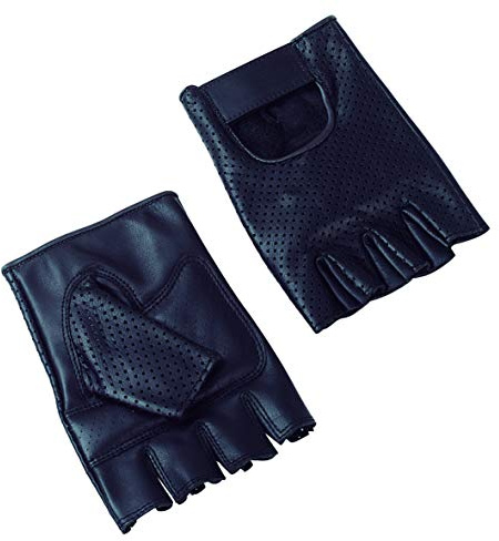 AMAS The Best AM.4380 GUANTI DA GUIDA MEZZE DITA HALF FINGER IN PELLE TRAFORATA AUTO BICI SPORT TEMPO LIBERO PALESTRA CAFE' RACER VINTAGE (XL)