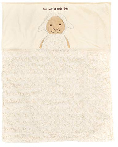 Babydecke kuschlig weich Der Herr ist mein Hirte mit süßem Schäfchen bestickt 60 x 78 cm