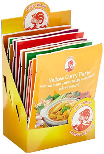 COCK Currypasten Mischkarton, 5-fach sortiert - 3x gelbe-, 3x rote-, 2x grüne-, 2x Matsaman-, 2x Panang-Currypaste, 600 ml