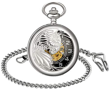 Unendlich U Infinity U- Orologio da tasca meccanico retrò Eagle Wings Idea regalo per uomo donna