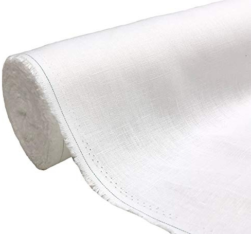 A-Express Naturrein Leinen Stoff Sanft Kleidung Reines Leinenstoff für Handarbeit Nähen Heimwerken Schneiderei Kreuzstich Mode Tasche 100% Leinen 140cm Breite - 2 Meter 200cm x 140cm Weiß