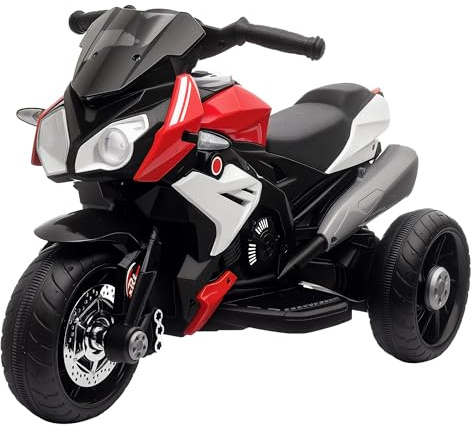 HOMCOM Kids Electric Motorcycle 6V 3 Wheels Foot Pedal 3-5 Years Red