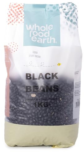 Wholefood Earth Black Beans 1 kg | GMO Free | Natural | High Fibre | High Protein