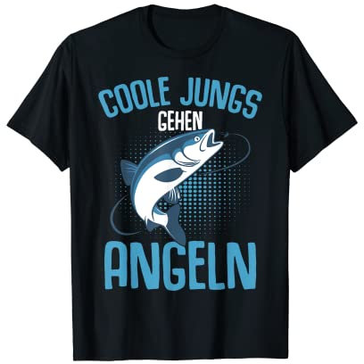 Coole Jungs gehen Angeln Angler Fischer Kinder Junge Angel T-Shirt