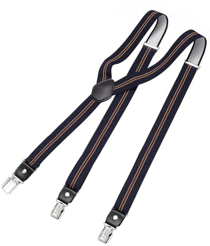 DonDon Hosenträger für Herren schmal 2,5 cm mit 3 extra starken Hosenträger Clips in Y-Form – elastisch und längenverstellbar