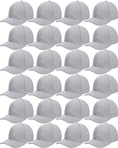 Handepo 24 Blank Baseball Caps Bulk Adjustable Cap,Grey