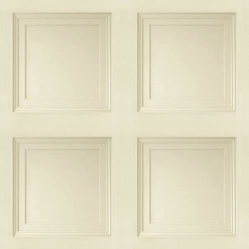 SOPHIE LAURENCE Wood Panel Effect Wallpaper Realistic Square Panelling Flat Finish 3D Wallpaper (Sample - Cream)
