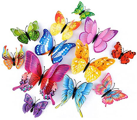 24er-Set 3D Schmetterling Wandaufkleber - Abnehmbare Dekorative Schmetterlinge für Wohnzimmer, Schlafzimmer & Home Deko