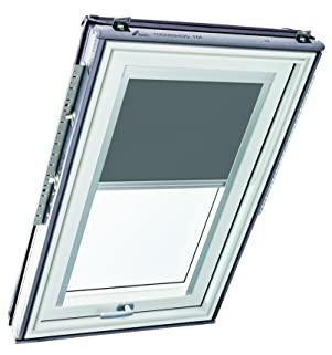 Original Roto Rollo Exclusiv ZRE für Roto Dachfenster - Führungsschiene Silber - Tageslichtrollo Baureihe Designo R6/R8, i8 und Classic 64/84 - Größe 094/098 | 09/09 - Stofffarbe Dunkelgrau