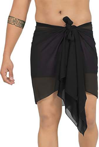 LA LEELA Men's Sarong Casual Pareo Summer Wrap One Size Coal Solid