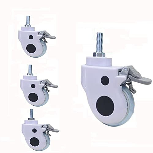 BIRLD Apparaterolle 12mm Gewinderollen Lenkrollen 75mm Transport Rollen Mit Bremse, Gummirollen Für Blumenständer Schwenkrollen 4er Set (Size : 4in)
