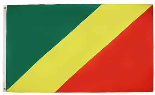 AZ FLAG Bandera República del Congo 150x90 cm Poliéster Ligero 2 Ojales | Uso interior Enseña congoleño costuras dobles y bordes reforzados con ojales metálicos