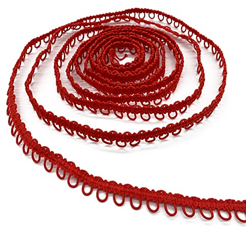 DHER Rotolo di Cavo Elastico con Asola Cordoncino con asola 4.5-meter asola corda elastica collare fibbia elastica delle donne,pizzo elastico elastico decorazione asola matrimonio elastico (Rojo)
