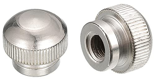 QUARKZMAN Rändelmuttern 2pcs M6 x T16mm x H14mm Kohlenstoffstahl Rändelmutter mit Kragen Hoher Kopf Sackloch Rändelmuttern für 3D Druckerteile