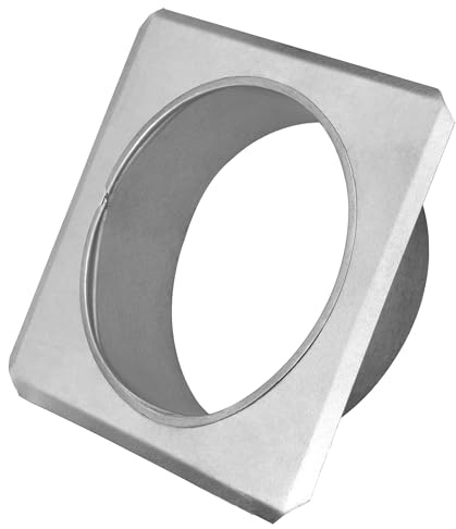 KOTARBAU® Ofenrohrrosette Ø 150 mm Verzinkt Kaminrosette mit Flansch Ofenrohr 200 mm x 200 mm Wandabdeckung Silber Dekorative Rosette für Kamin Wandfutter