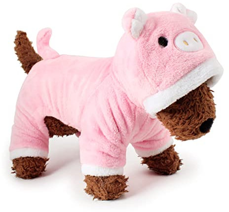 FRCOLOR Lustiges Haustier Hundekostüm Pinkes Schwein Kostüm Mit Knopfleiste Für Kleine Hunde Und Katzen Halloween Weihnachts Tierverkleidung