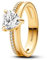 PANDORA Timeless Doppelband Herz Ring mit aus Sterling Silber mit vergoldeter Metalllegierung und Cubic Zirkonia, Größe 52, 163100C01-52