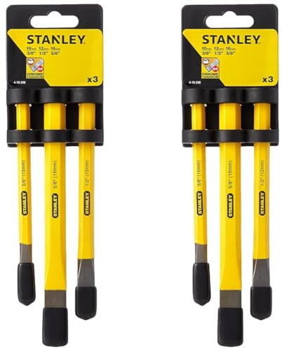 STANLEY 4-18-298 Juego de 3 Cinceles de Albañil de Color Blanco Estandar Inlcuye Set de 3 Piezas (Paquete de 2)