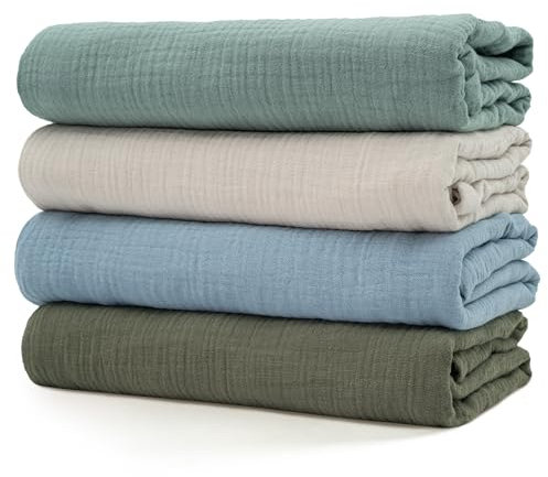GLLQUEN BABY Pucktücher Neugeborenen 4 Stück, Musselin-Baumwolle kinderdecke, 95x100cm kuscheldecke für Kinder, Kleinkinder, Kinderbett, Kinderwagen, Junge oder Mädchen babydecke,Geschenk zur Geburt