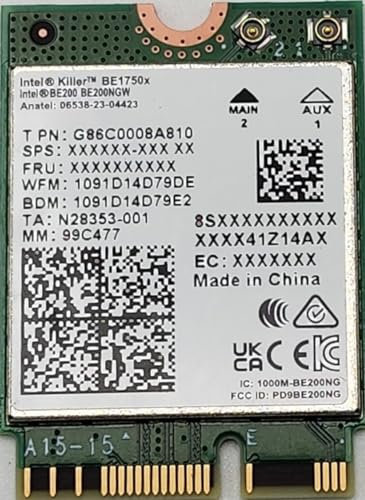Intel Killer Wi-Fi 7 Be1750 Internal WLAN/Bluetooth, BE200.NGWG.NVX