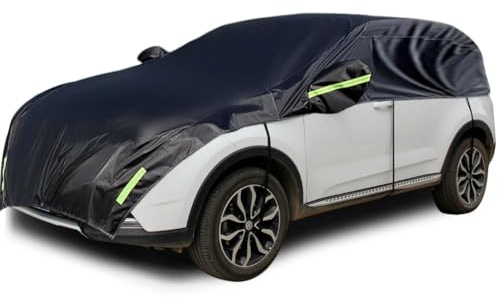 Konnfeir Halbgarage für Auto Windschutzscheibe Abdeckplane Winter Sommer Autoabdeckung wasserdicht Auto halbgarage Staubdicht Schneefest 210D Polyester mit dünner Baumwolle (SUV)