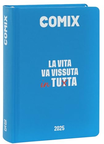 COMIX - 16 månaders dagbok, skoldagbok 2024-2025, för pojkar och flickor, med hårt fodral, perfekt för gymnasiet, 13 x 17,8 cm, blå