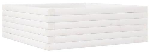 vidaXL Jardinière Blanc 70x70x23 cm Bois de pin Massif, jardinière d'extérieur, bac à Fleurs, boîte à Plantes, jardinière de terrasse