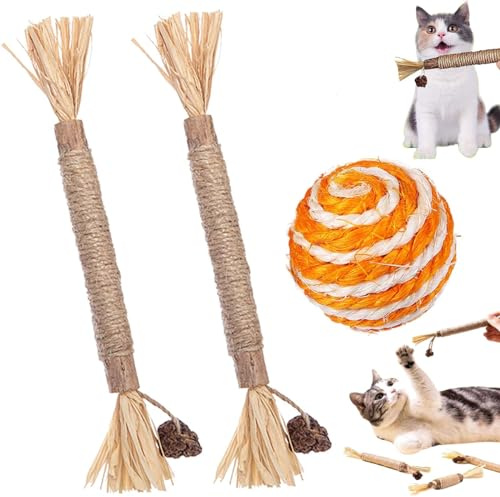 NylaTails, Silvervine, bastoncino da masticare per gatti, giocattolo da masticare per gatti, bastoncini da masticare per gatti, bastoncini per la pulizia dei denti dei gattini, aumenta l'appetito