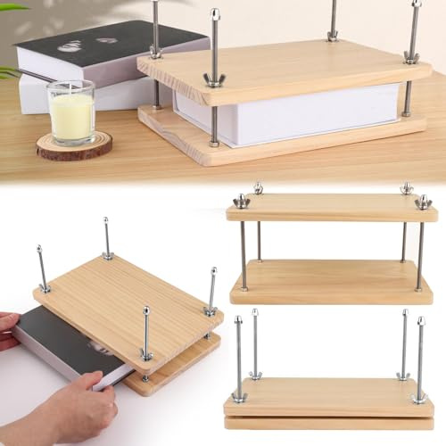 BONJUME Prensa Para Libros De Madera, 30x20cm Herramienta De Encuadernación De Libros Resistente Manual Multifuncional Accesorios Suministros De Encuadernación Para Hogar Escuela Oficina Bricolaje