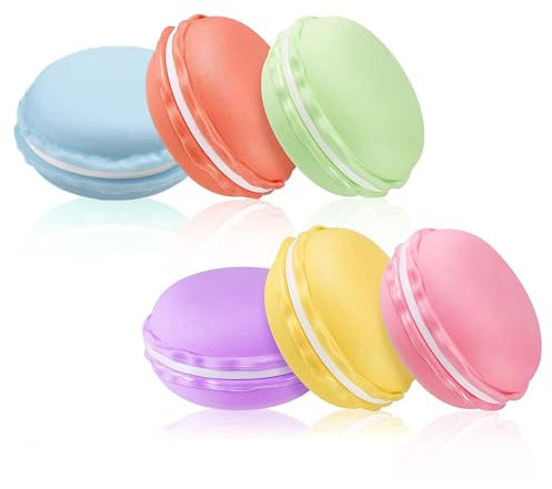 Funngy Mini Macaron Kosmetiktasche Set,6 PCS Mini Aufbewahrungsbox Set Süß Kleine Schmuckschatulle Makronen Aufbewahrungsbox für Storage Perlen Candy Ohrring Ring Schmuck Halsketten und Kosmetik
