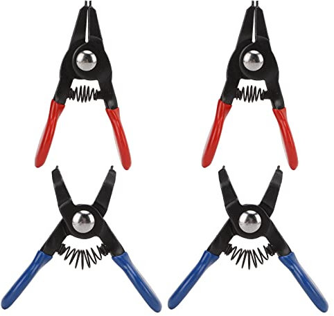 4pcs Small Snap Ring Plier, Metal Spring Loaded Pliers Internal External Circlip Tools for Servicing