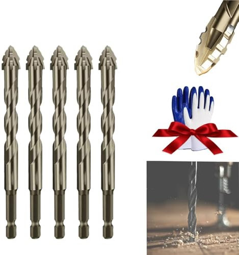 Relaxrich Bohrer, Hochmagnetischer Schraubendreher-Bohrersatz, 4-Flöten-Exzenterbohrersatz, Multifunktionaler, verschleißfester Steinbohrer, for Glas, Metall, Ziegel, Fliesen(5pcs*8mm)
