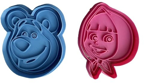 Tagliabiscotti.it - Masha e Orso - Cookies Cutter - Stampo per creare Biscotti o decorazioni in pasta di zucchero - DImensione 8cm - colore dei personaggi casuale.