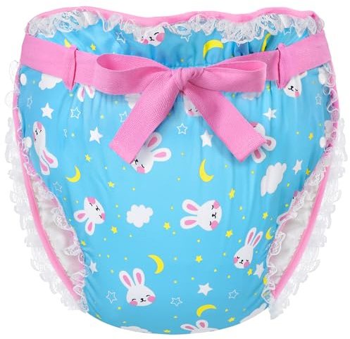 LittleForBig Seidig Erwachsene Band Omutsu Windel Überhose Bezug Waschbar Verstellbar Wiederverwendbar Wasserdicht Windelbezug - Snuggle Bunny Muster