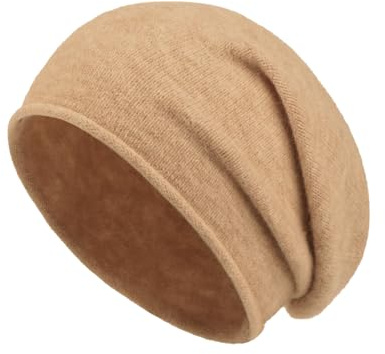 Zylioo Oversized Slouchy Beanie for Big Heads, Warm Stretch Hat Khaki