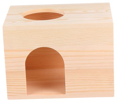 Kisangel Maison en Bois pour Cochon d'Inde Et Écureuil Multifonction, Mangeoire en Bois Naturel, Cachette Rectangulaire, Plateforme De Repos, pour Petits Animaux De Compagnie