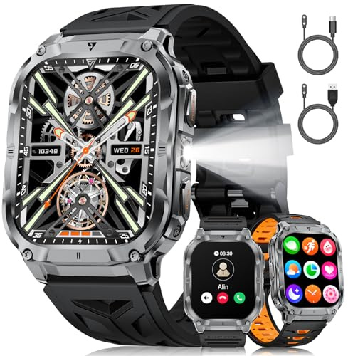 BENYAR SMART Montre Connectée Homme, 2.0 Smartwatch avec Appel Bluetooth/1000mAh Batterie/Torche LED, Montre Sport avec Cardio, Sommeil, 100+Mode Sportifs, IP68 Étanche pour Android iOS, Silicone