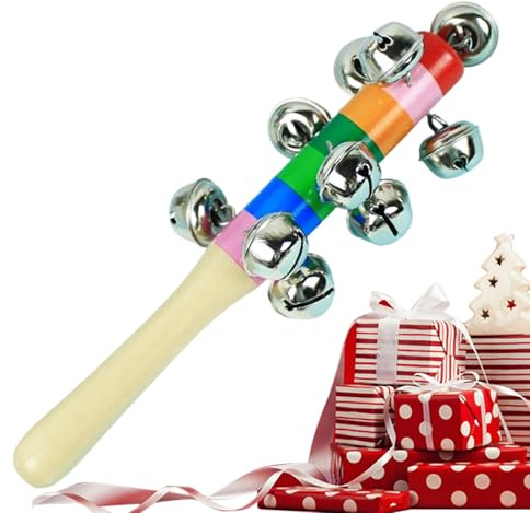 Rainbow Handheld Bell Stick - Colorful Rattle And Early Educational Musical Instrument | Wooden Handle With Metal Bells For Children And Adult Karaoke Parties | Fun Gift For Games Holidays