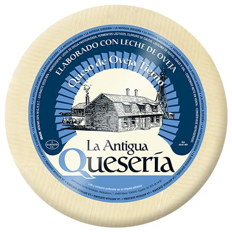 La Antigua Quesería - Queso de Oveja Tierno Artesano - Pieza Completa 3kg - Elaborado en Toledo - 100% Leche Pasteurizada - Maduración Natural