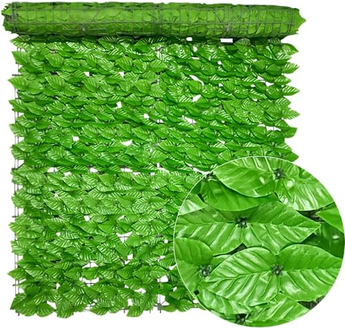 Recinzione di edera artificiale, rotolo resistente ai raggi UV, siepe finta espandibile per balcone privacy, traliccio di edera a prova di sbiadimento, decorazione da parete per recinzione da giardino