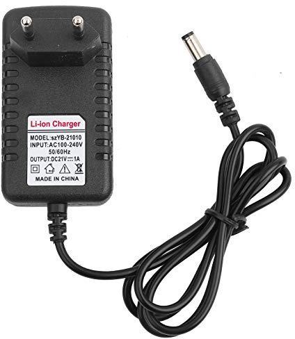 Halearo Adattatore Caricabatteria per Batteria Al Litio 21V 1A Nucleo in Rame in Lega PC Ignifugo Ricarica Rapida con Protezione da Sovracorrente da Cortocircuito e Sovratensione (Spina UE 100-240 V)