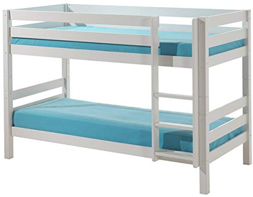 VIPACK PISBZG14 Etagen-Hochbett Pino, Maße 210 x 140 x 105 cm, Liegefläche 90 x 200 cm, Kiefer massiv weiß lackiert