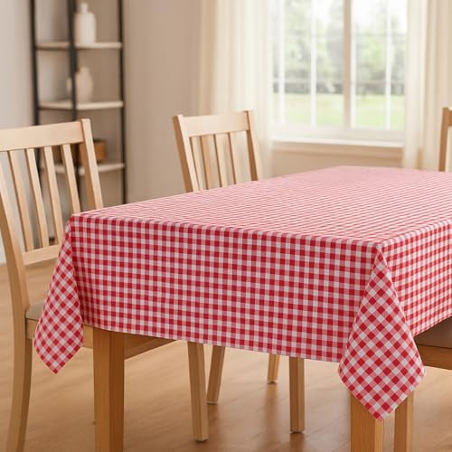 Tischdecke Karo Rot 100x100 cm – 100% Baumwolle, kariert 1x1 cm – handgefertigt in Europa, Tischtuch Tischwäsche im Landhausstil, pflegeleicht für Küche & Gastro